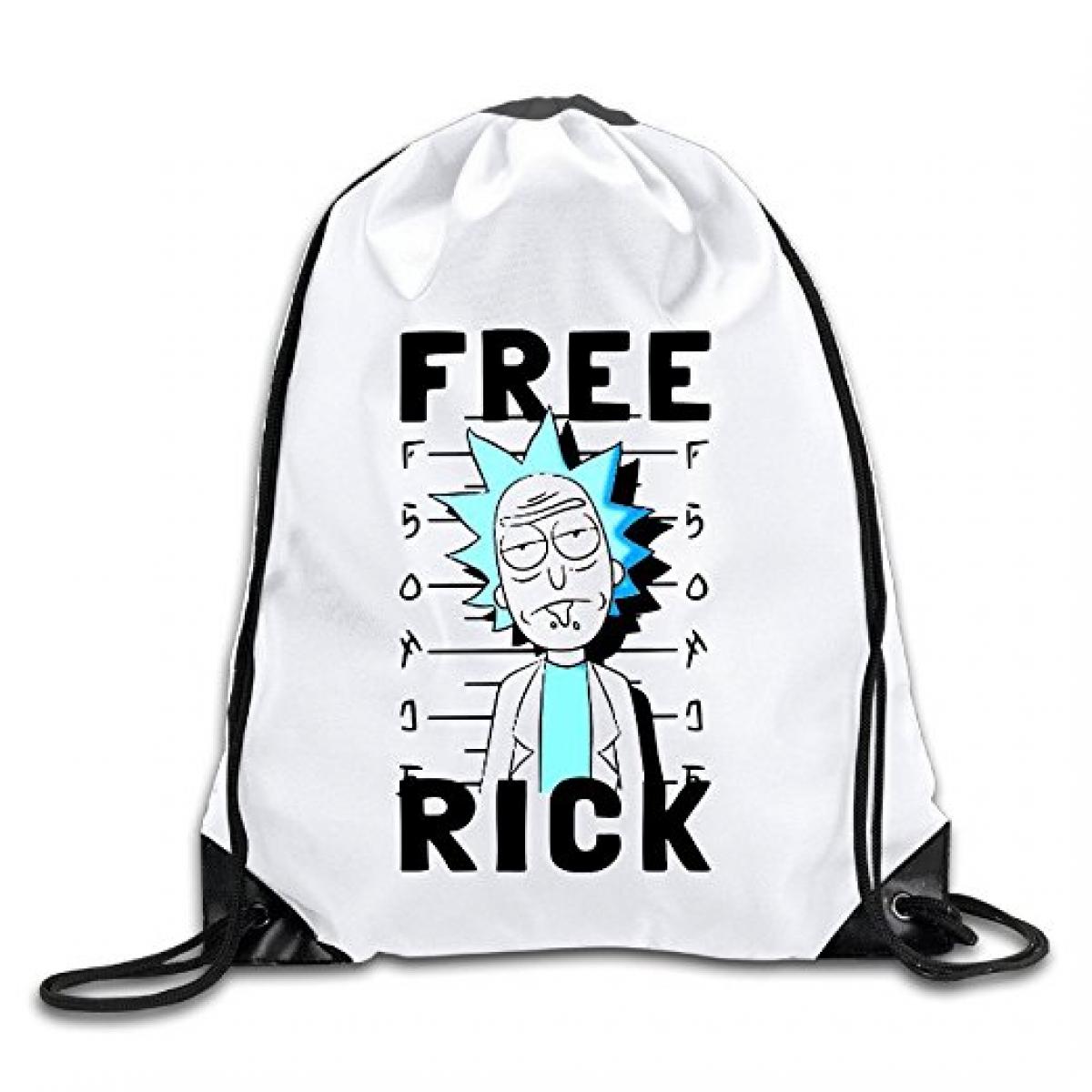 Rick And Morty White Drawstring Backpack