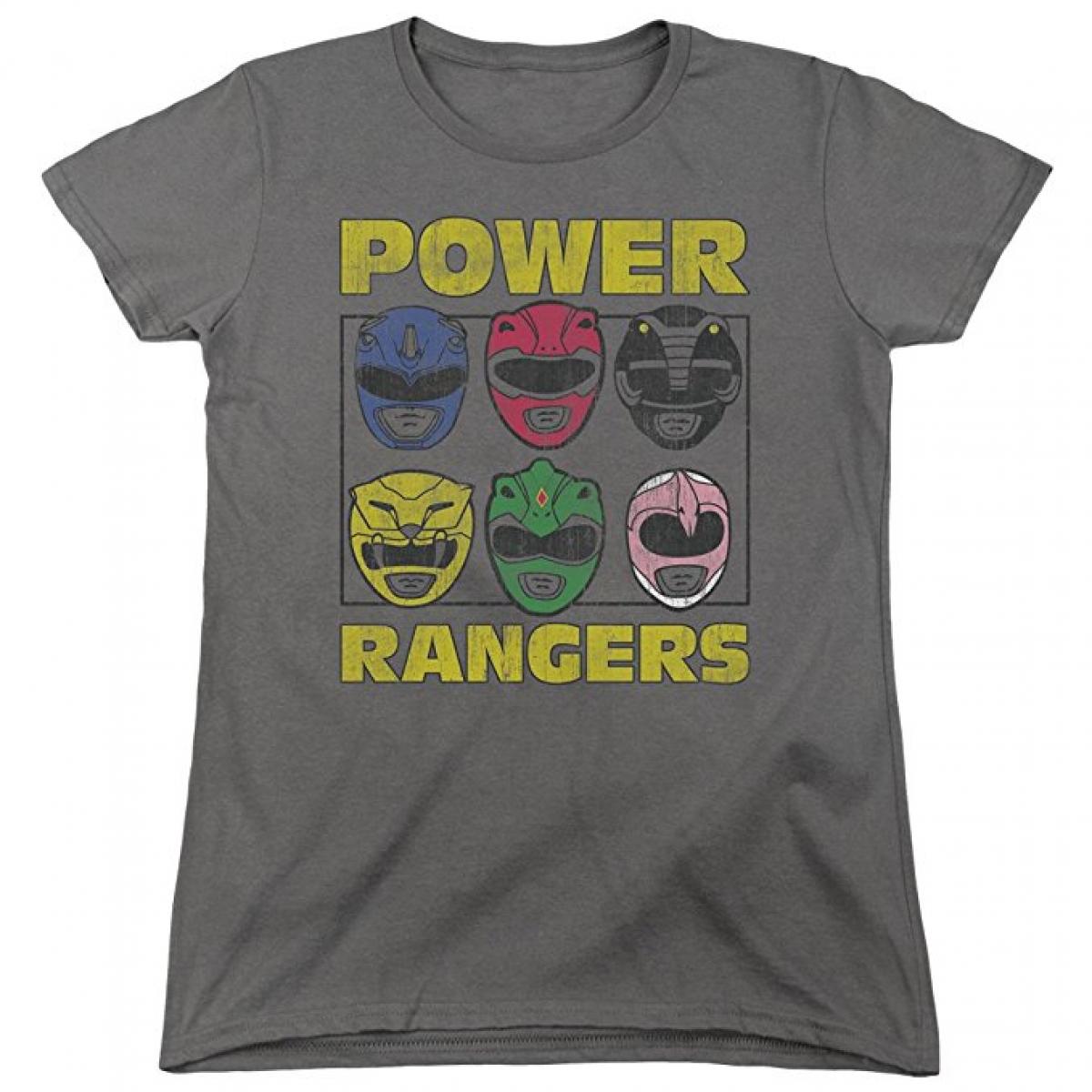 Power Rangers Ranger Heads Womens Short Sleeve Shirt